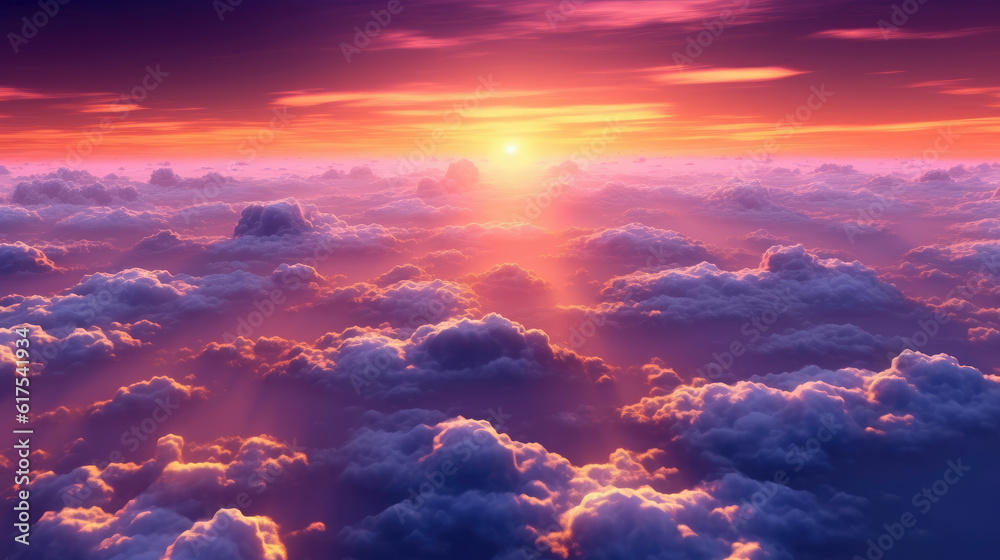 Sunset over clouds from an airplane HD, Background Sunset over clouds from an airplane HD, Background