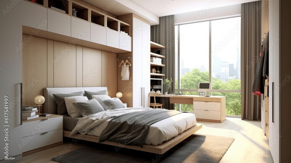 The modern minimalist style small bedroom HD, Background