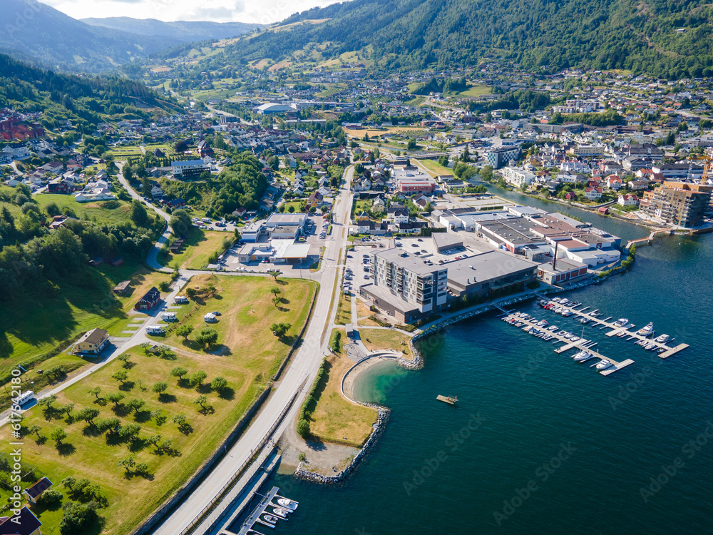 Sogndal sentrum in late June 2023