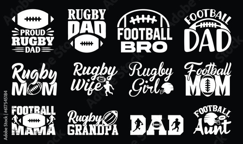 Rugby T shirt Design Bundle, Vector American Football T shirt design, Rugby shirt, American Football typography T shirt design Collection