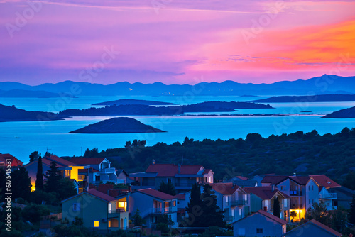 Archipelago of Murter island at sundown, Dalmatia, Croatia