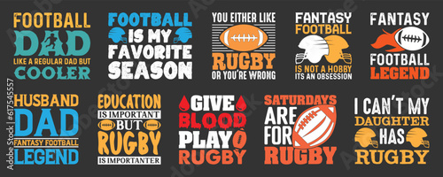 Rugby T shirt Design Bundle, Vector American Football T shirt  design, Rugby shirt,  American Football typography T shirt design Collection