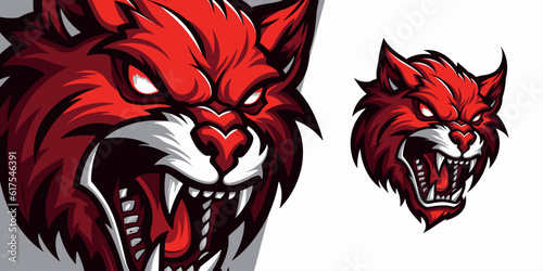Bold Red Wolf Logo: Captivating Illustration Vector Graphic for Dominant Sport and E-Sport Teams