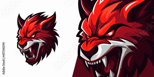 Powerful Red Wolf Logo: Dynamic Illustration Vector Graphic for Elite Sport and E-Sport Teams
