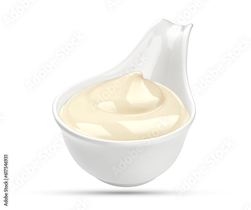 Mayonnaise bowl isolated on white background with clipping path
