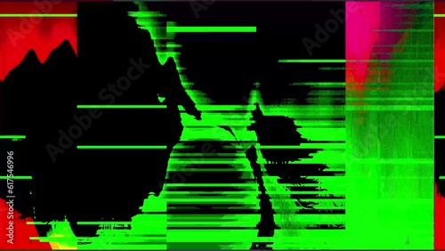 Glitch screen loop animation, retro technology motion graphics.