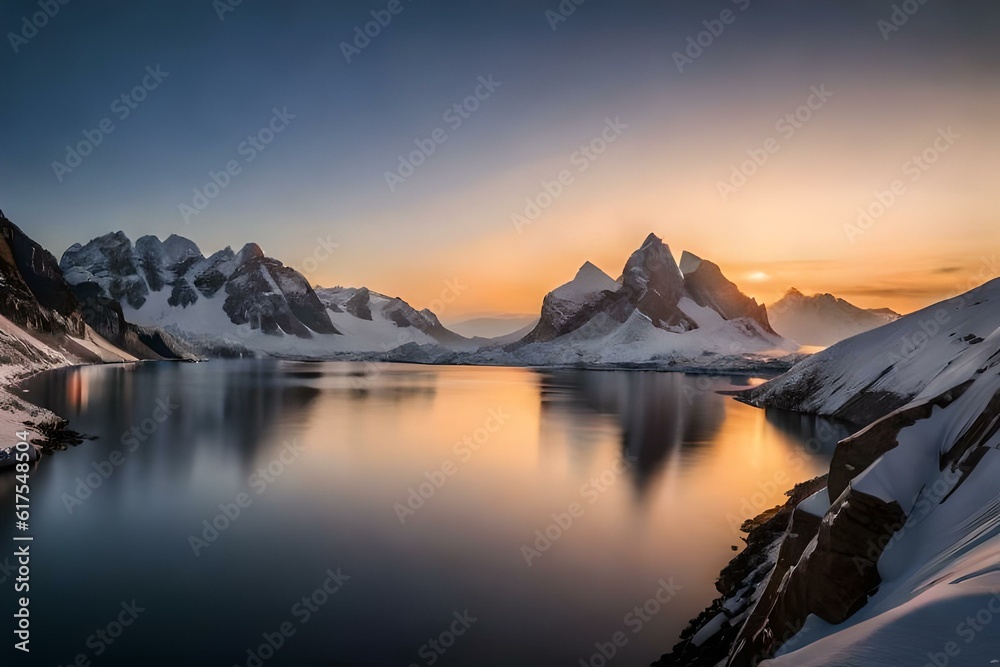 sunrise in the mountains generated by AI technology 