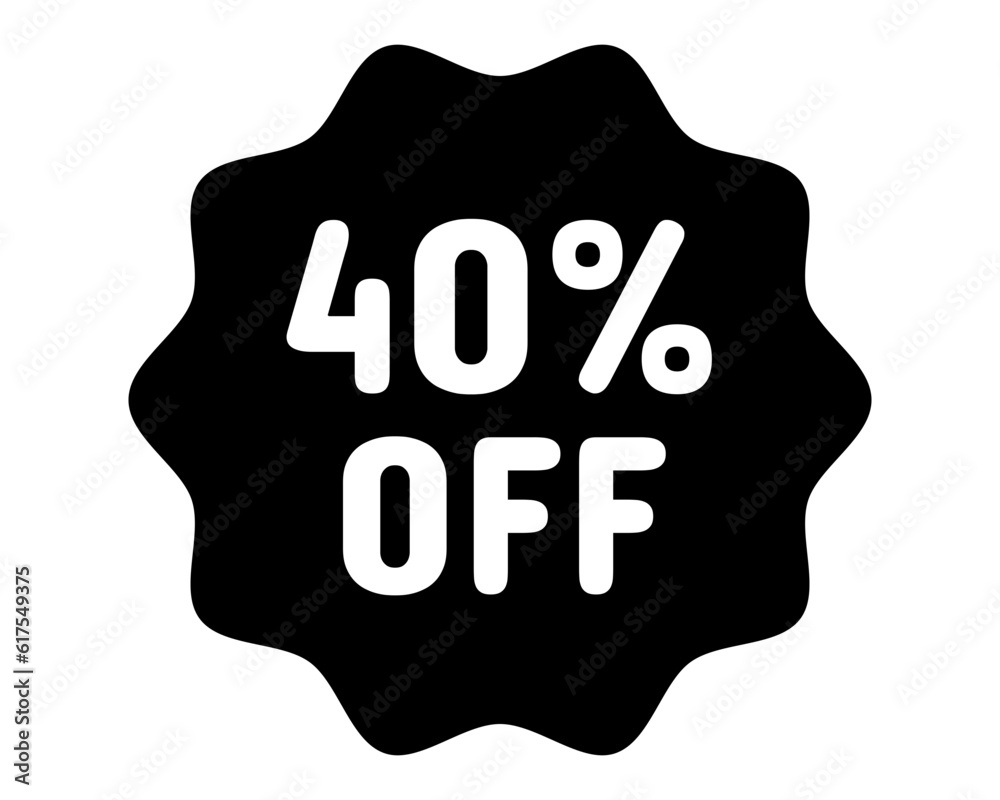 Discount icon. 40% off icon. 40% sale symbol. Percent pictogram, flat vector sign. Percentage vector icon. Discount icon. 40% off icon. 40% sale symbol. Percent pictogram, flat vector sign. Percentage vector icon.