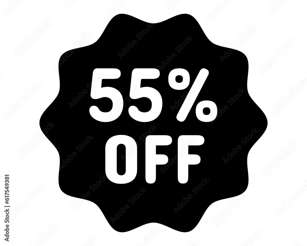 Discount icon. 55% off icon. 55% sale symbol. Percent pictogram, flat vector sign. Percentage vector icon. Discount icon. 55% off icon. 55% sale symbol. Percent pictogram, flat vector sign. Percentage vector icon.