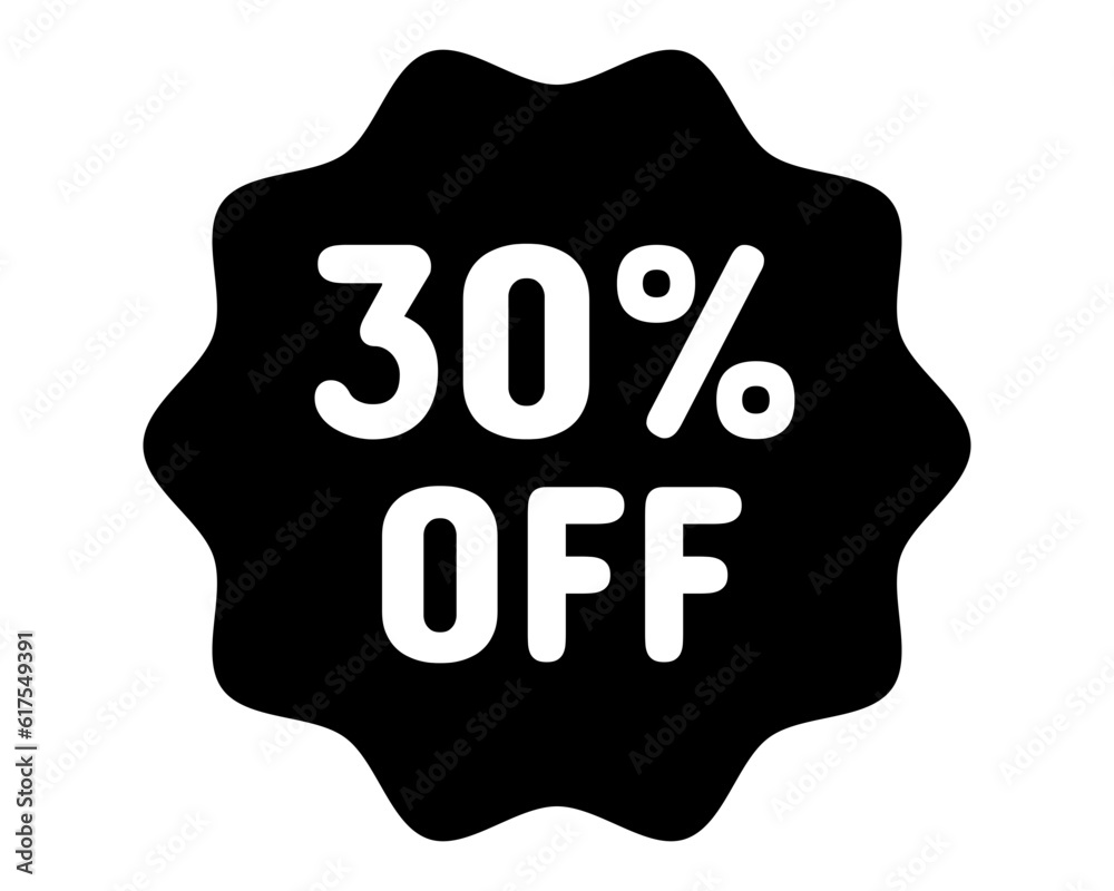Discount icon. 30% off icon. 30% sale symbol. Percent pictogram, flat vector sign. Percentage vector icon. Discount icon. 30% off icon. 30% sale symbol. Percent pictogram, flat vector sign. Percentage vector icon.