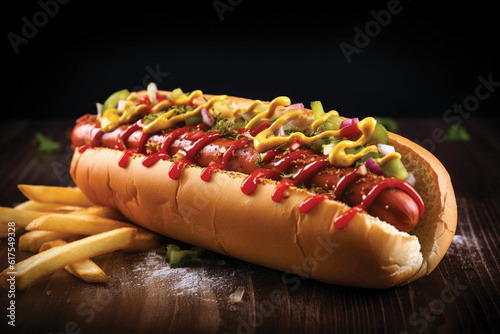 Perfectly grilled hot dog with condiments