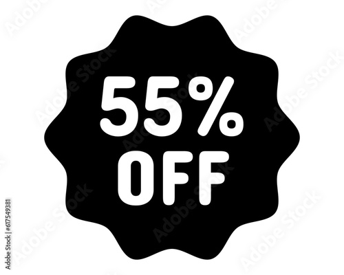 Discount icon. 55% off icon. 55% sale symbol. Percent pictogram, flat vector sign. Percentage vector icon. photo