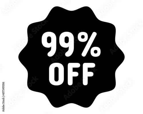 Discount icon. 99% off icon. 99% sale symbol. Percent pictogram, flat vector sign. Percentage vector icon.