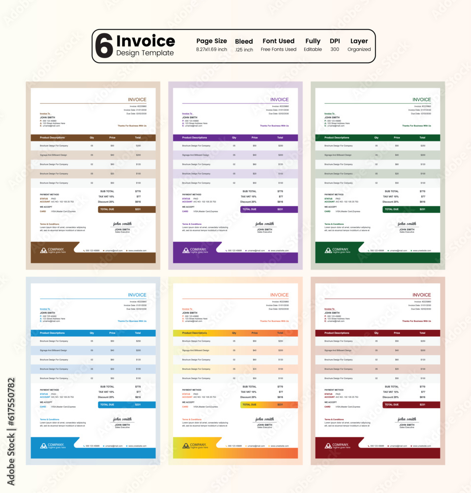 Modern business invoice design a4 invoice templates premium vector colourful