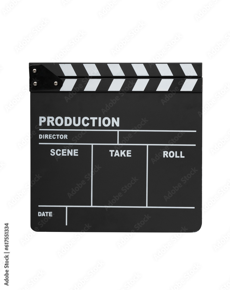 Open clapperboard isolated on white background