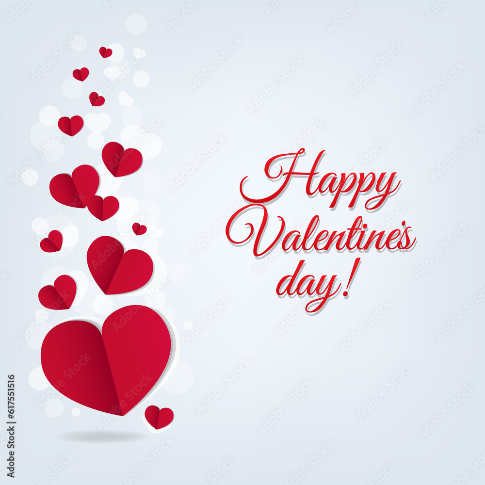 Hearts Postcard Valentines Day With Gradient Mesh, Vector Illustration