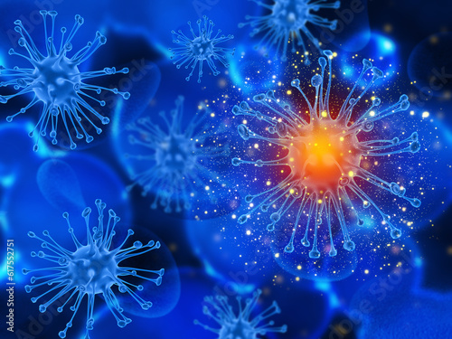 3D render of a medical background with virus cells