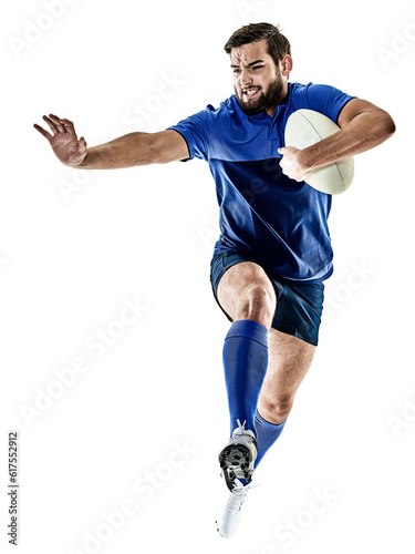 one caucasian rugby player man studio isolated on white background © Designpics