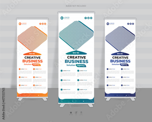 Abstract Modern creative corporate digital marketing agency business standee x rollup pullup signage retractable banner design vector template