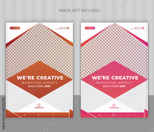 Modern A4 company profile flyer brochure book cover annual report multiple gradients two color variant design vector template