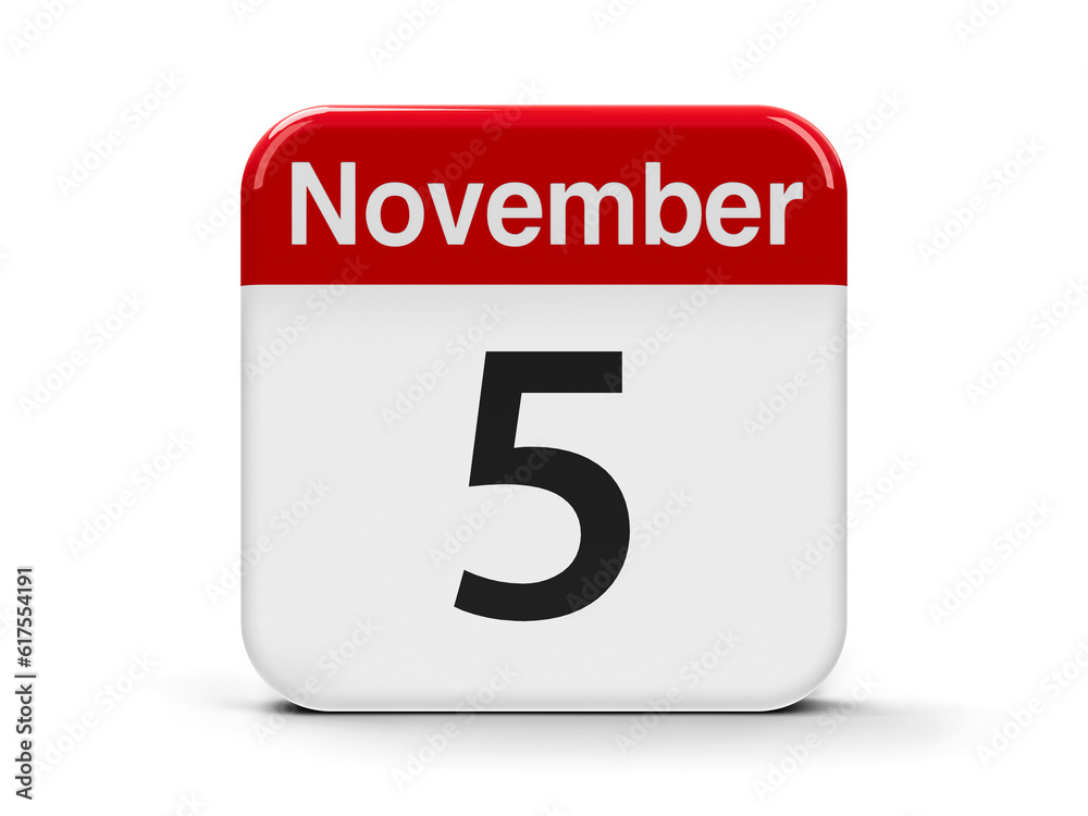 Calendar web button - The Fifth of November, three-dimensional rendering, 3D illustration Calendar web button - The Fifth of November, three-dimensional rendering, 3D illustration