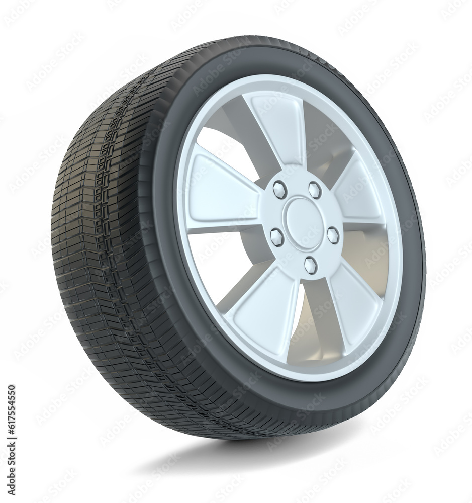High Quality Car Wheel, Isolated on White Background. 3D Rendering High Quality Car Wheel, Isolated on White Background. 3D Rendering