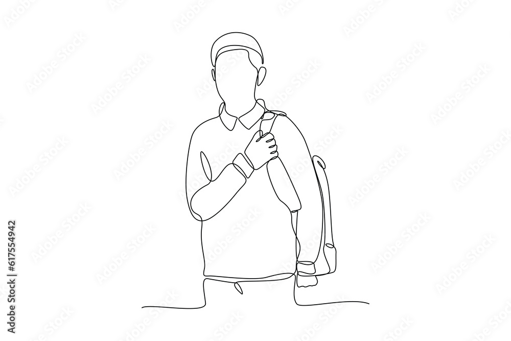 Continuous one line drawing Back to school concept. Single line draw design vector graphic illustration. Continuous one line drawing Back to school concept. Single line draw design vector graphic illustration.