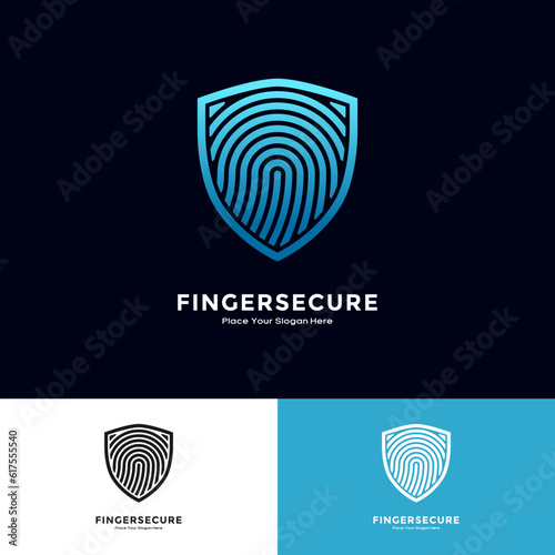 finger print shield logo vector template. Suitable for business, security, technology and safety