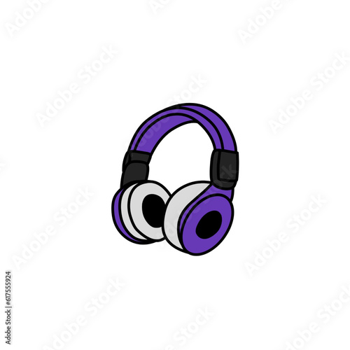 Purple headset with white background for game icon, cute icon, illustration design