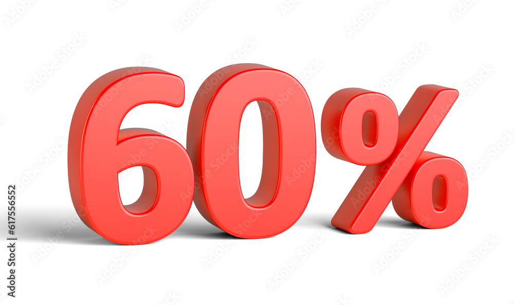 Red percent sign on white background. Business concept. 3d rendering Red percent sign on white background. Business concept. 3d rendering