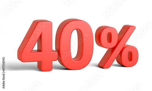 Red percent sign on white background. Business concept. 3d rendering