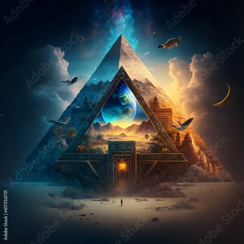 Elysium The afterlife Life between Lives Dreamy Imaginitive Deeply spiritual Universal Cosmic Galactic Vibes Atlantis Great Pyramid Spaceship Love Rainbow insanely detailed 8K 