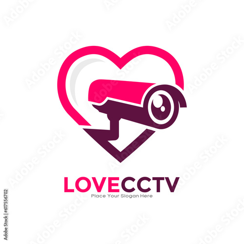 Love CCTV logo vector template. Suitable for business, technology, romance, hobby, and information