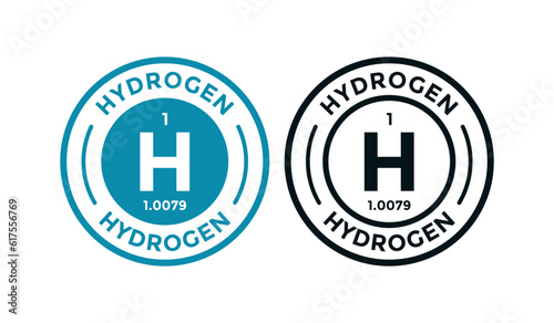 Hydrogen logo badge template. this is chemical element of periodic table symbol. Suitable for business, technology, molecule, atomic symbol 