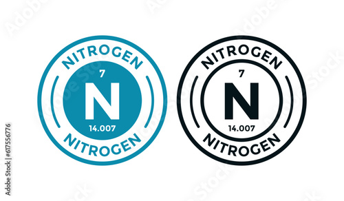 Nitrogen logo badge template. this is chemical element of periodic table symbol. Suitable for business, technology, molecule, atomic symbol 