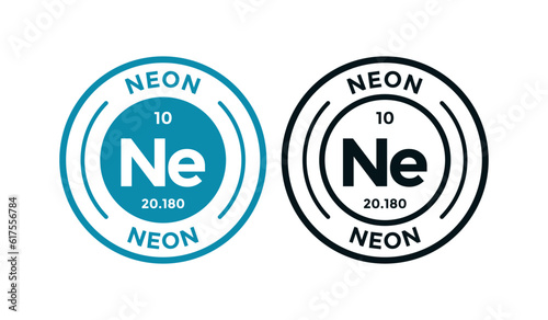 Neon logo badge template. this is chemical element of periodic table symbol. Suitable for business, technology, molecule, atomic symbol 