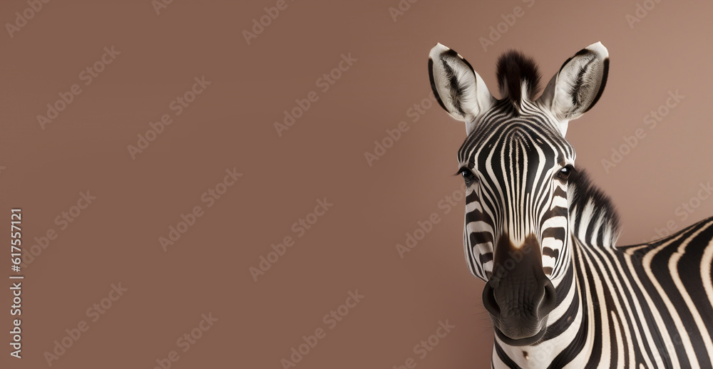 Burchell (savannah) zebra isolated on a horizontal background with copy space. African herbivore. Burchell (savannah) zebra isolated on a horizontal background with copy space. African herbivore.