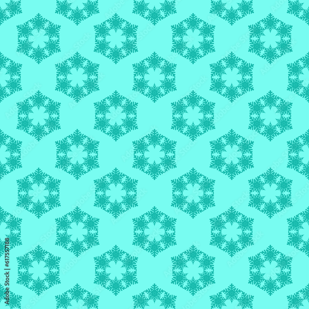 Seamless pattern with snowflakes on blue background. Vector Illustration