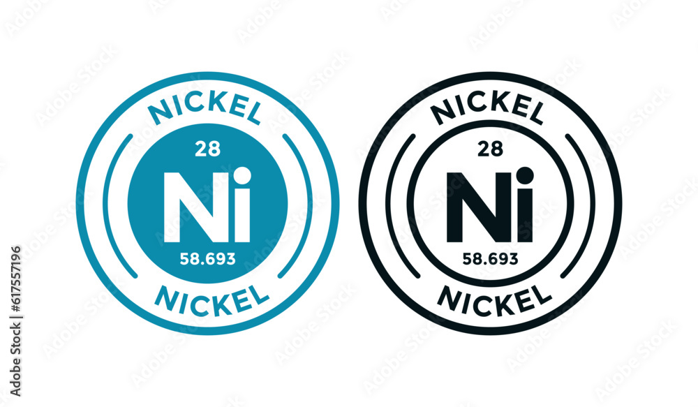 Nickel logo badge template. this is chemical element of periodic table symbol. Suitable for business, technology, molecule, atomic symbol Nickel logo badge template. this is chemical element of periodic table symbol. Suitable for business, technology, molecule, atomic symbol