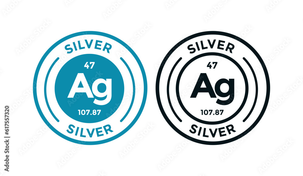 Silver logo badge template. this is chemical element of periodic table symbol. Suitable for business, technology, molecule, atomic symbol 