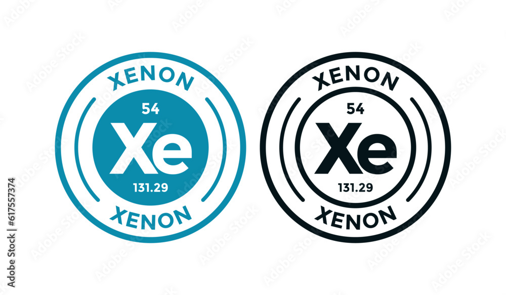 Xenon logo badge template. this is chemical element of periodic table symbol. Suitable for business, technology, molecule, atomic symbol 