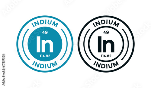 Indium logo badge template. this is chemical element of periodic table symbol. Suitable for business, technology, molecule, atomic symbol 