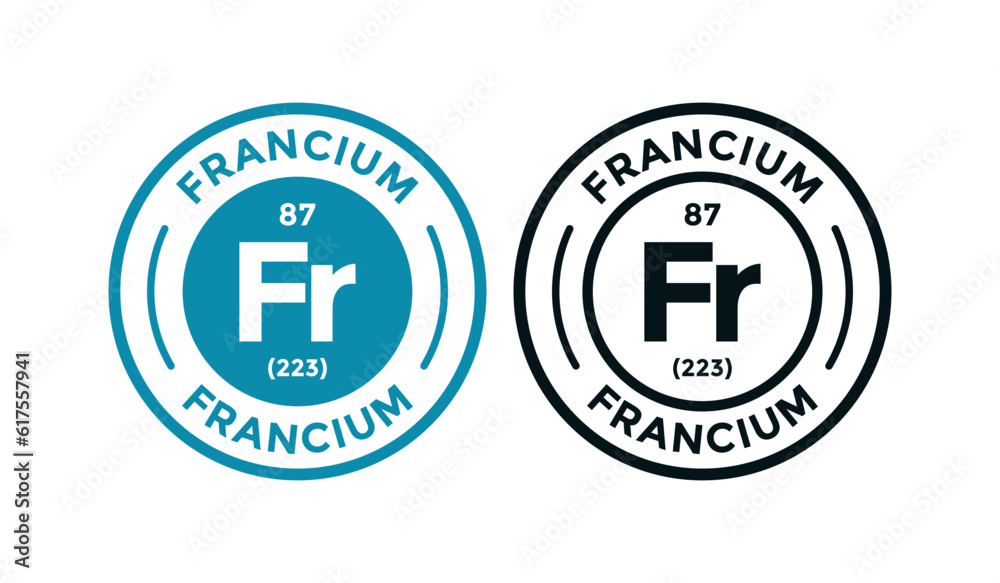 Francium logo badge template. this is chemical element of periodic table symbol. Suitable for business, technology, molecule, atomic symbol Francium logo badge template. this is chemical element of periodic table symbol. Suitable for business, technology, molecule, atomic symbol