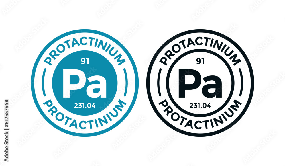Protactinium logo badge template. this is chemical element of periodic table symbol. Suitable for business, technology, molecule, atomic symbol 