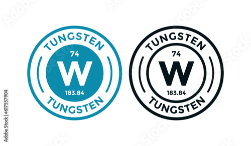 Tungsten logo badge template. this is chemical element of periodic table symbol. Suitable for business, technology, molecule, atomic symbol 