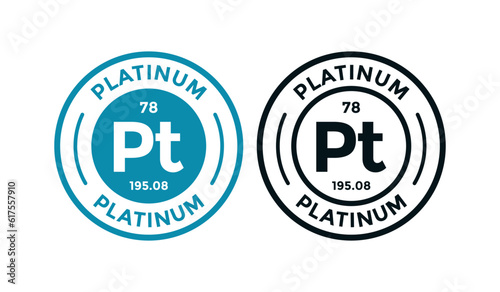 Platinum logo badge template. this is chemical element of periodic table symbol. Suitable for business, technology, molecule, atomic symbol 
