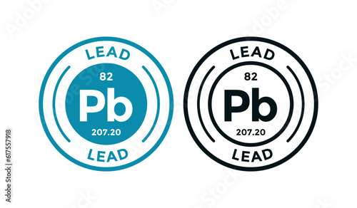 Lead logo badge template. this is chemical element of periodic table symbol. Suitable for business, technology, molecule, atomic symbol 