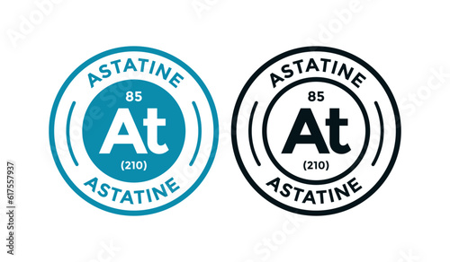 Astatine logo badge template. this is chemical element of periodic table symbol. Suitable for business, technology, molecule, atomic symbol 