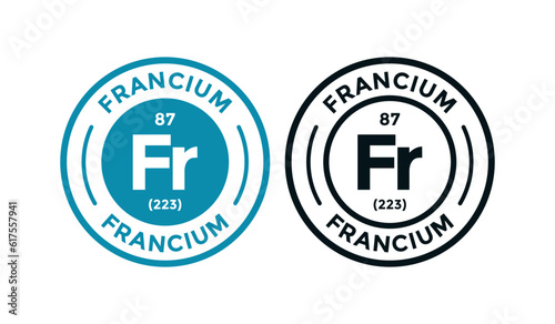 Francium logo badge template. this is chemical element of periodic table symbol. Suitable for business, technology, molecule, atomic symbol 