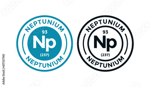 Neptunium logo badge template. this is chemical element of periodic table symbol. Suitable for business, technology, molecule, atomic symbol 
